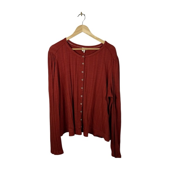 Anthropologie Pilcro Women’s Ribbed Knit Cardigan in Rust Red Size 3X - Picture 4 of 9